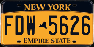 NY license plate FDW5626