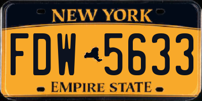 NY license plate FDW5633