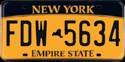 NY license plate FDW5634