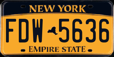 NY license plate FDW5636