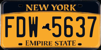 NY license plate FDW5637