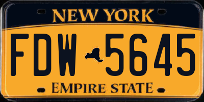 NY license plate FDW5645