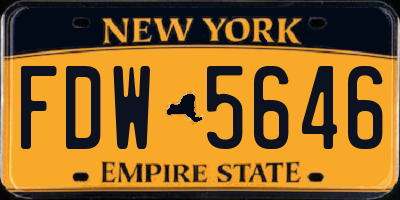 NY license plate FDW5646