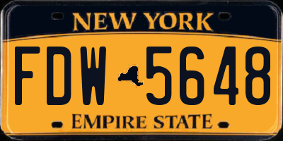 NY license plate FDW5648