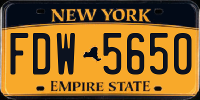 NY license plate FDW5650