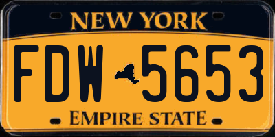 NY license plate FDW5653