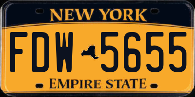 NY license plate FDW5655