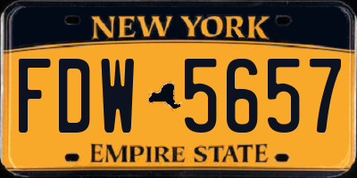 NY license plate FDW5657