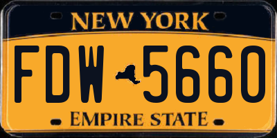 NY license plate FDW5660