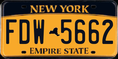 NY license plate FDW5662