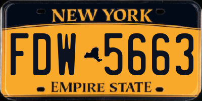 NY license plate FDW5663