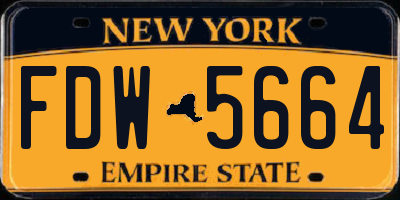 NY license plate FDW5664