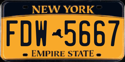 NY license plate FDW5667