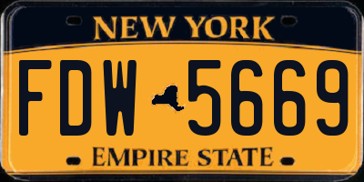 NY license plate FDW5669