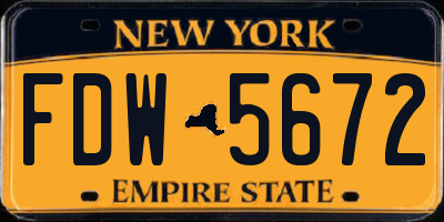 NY license plate FDW5672