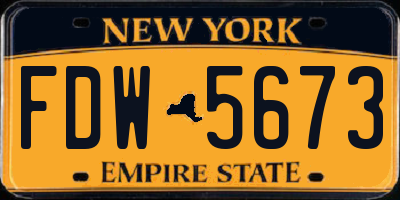 NY license plate FDW5673