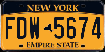 NY license plate FDW5674