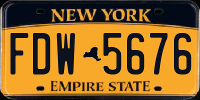 NY license plate FDW5676