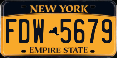 NY license plate FDW5679