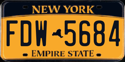 NY license plate FDW5684