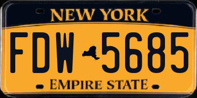 NY license plate FDW5685