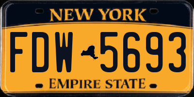 NY license plate FDW5693