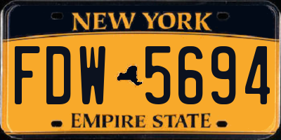 NY license plate FDW5694