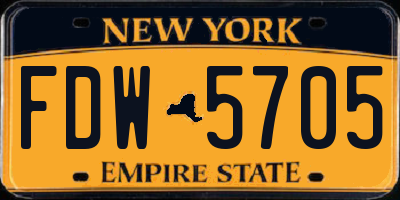 NY license plate FDW5705