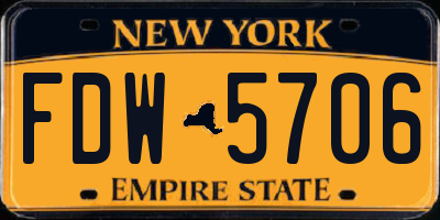 NY license plate FDW5706