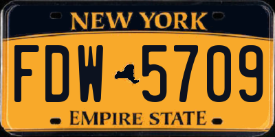 NY license plate FDW5709