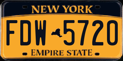 NY license plate FDW5720