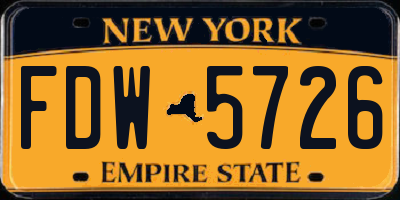 NY license plate FDW5726