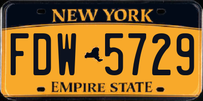 NY license plate FDW5729