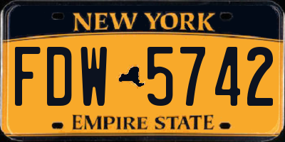 NY license plate FDW5742