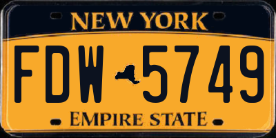 NY license plate FDW5749