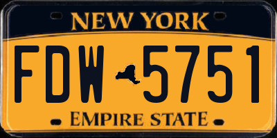NY license plate FDW5751