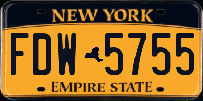 NY license plate FDW5755