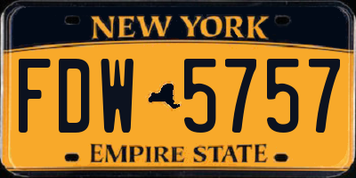 NY license plate FDW5757