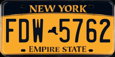 NY license plate FDW5762