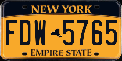 NY license plate FDW5765