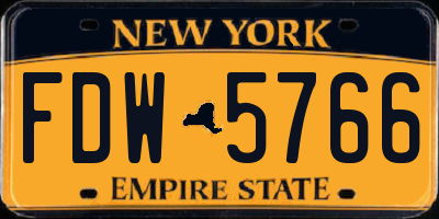 NY license plate FDW5766