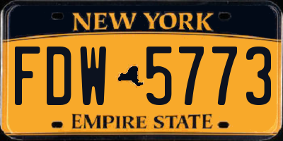 NY license plate FDW5773