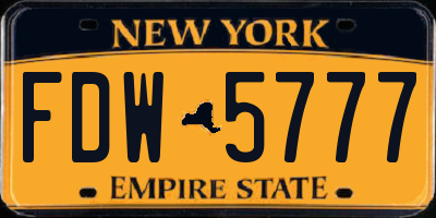 NY license plate FDW5777