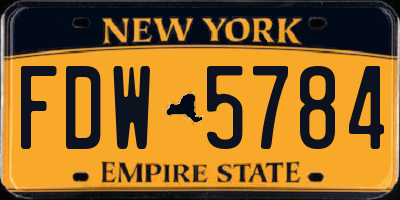 NY license plate FDW5784