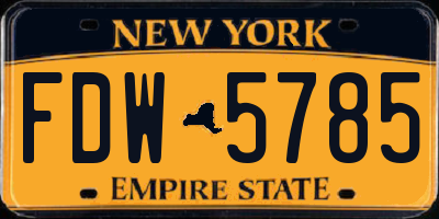 NY license plate FDW5785