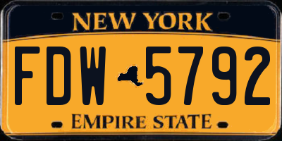 NY license plate FDW5792