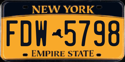NY license plate FDW5798
