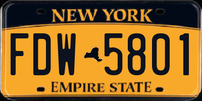 NY license plate FDW5801