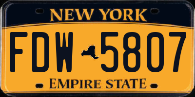 NY license plate FDW5807