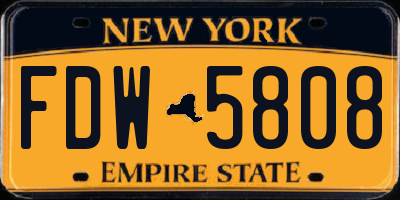 NY license plate FDW5808